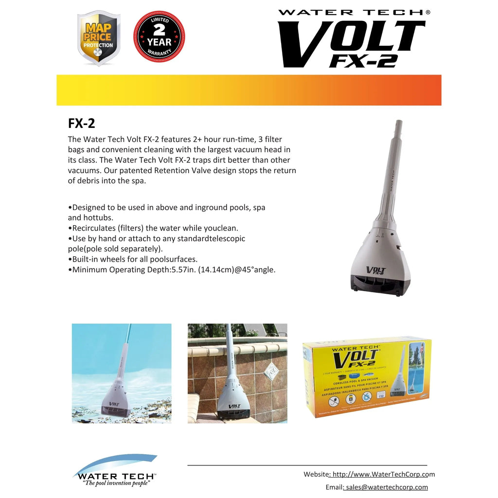 Water Tech Volt FX-2 Battery Operated & Cordless Pool or Spa Vacuum