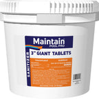 Maintain Pool Pro 25 lb. 3-inch giant chlorine tablets bucket containing concentrated 99% stabilized tri-chlor for swimming pool sanitization