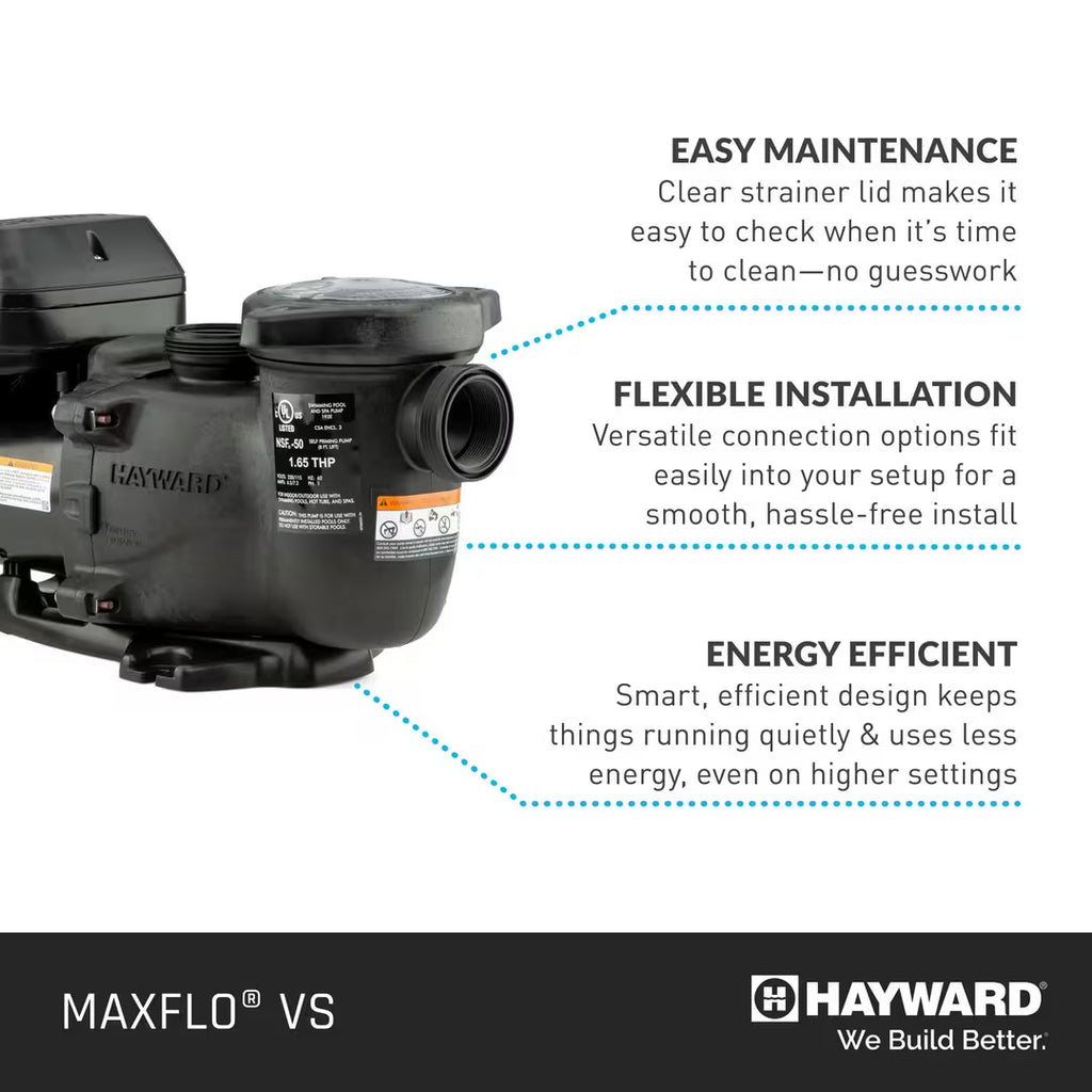 Hayward SP23520VSP Max-Flo VS Variable Speed Pool Pump, 1.65 THP, 230V 2026 model
