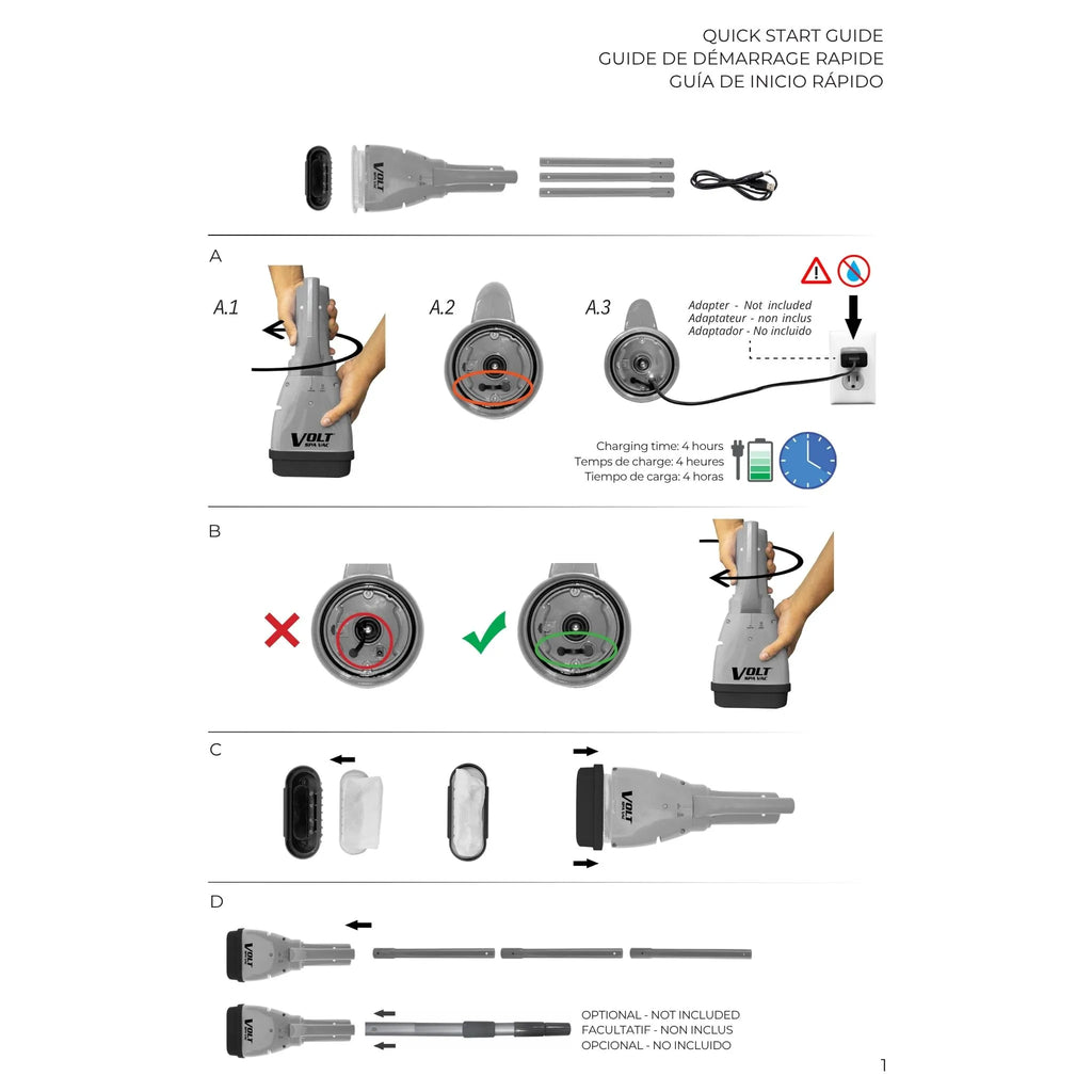 Water Tech Volt Cordless Rechargeable Handheld Spa Vacuum