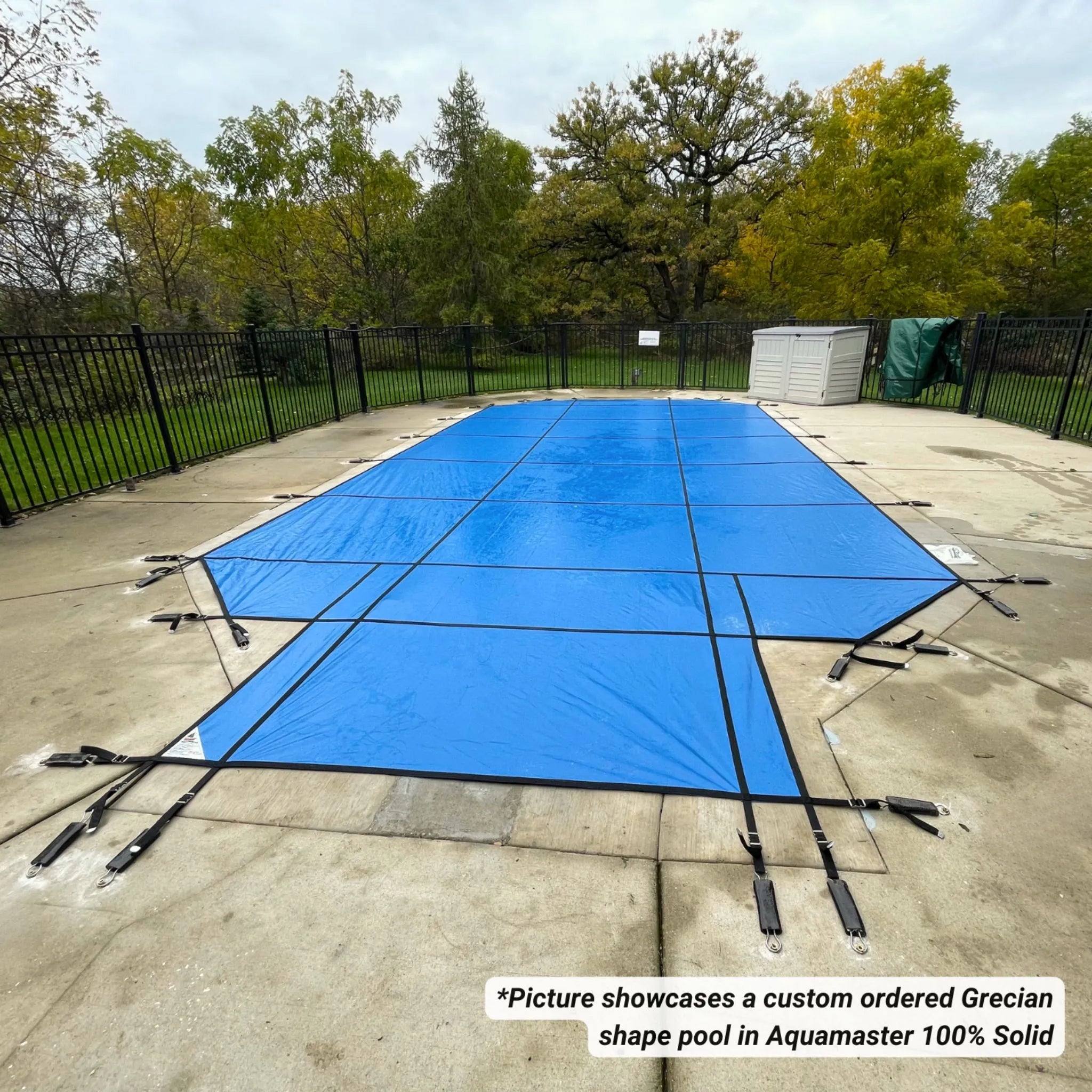 HPI Yard Guard Aquamaster Solid with Mesh Drain Safety Cover for Rectangular Pool Size 20' x 40' with 4' X 8' Center End Step