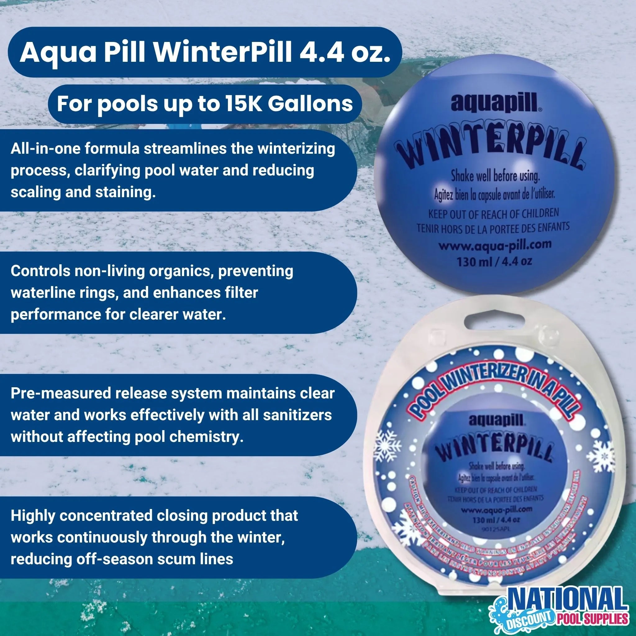AquaPill - WinterPill Pool Winterizer 4oz for Pools up to 15,000 Gallons