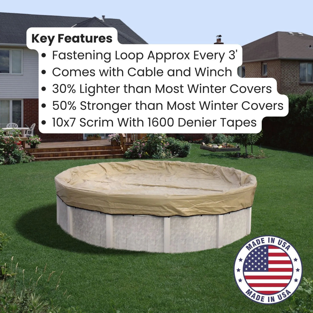 20-Year HPI Armor Kote Winter Pool Cover for 33 ft. Round Pools (Cover Size: 37 ft.) Made In America