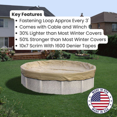 20-Year HPI Armor Kote Winter Pool Cover for 28 ft. Round Pools (Cover Size: 32 ft.) Made In America