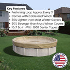 20-Year HPI Armor Kote Winter Pool Cover for 28 ft. Round Pools (Cover Size: 32 ft.) Made In America
