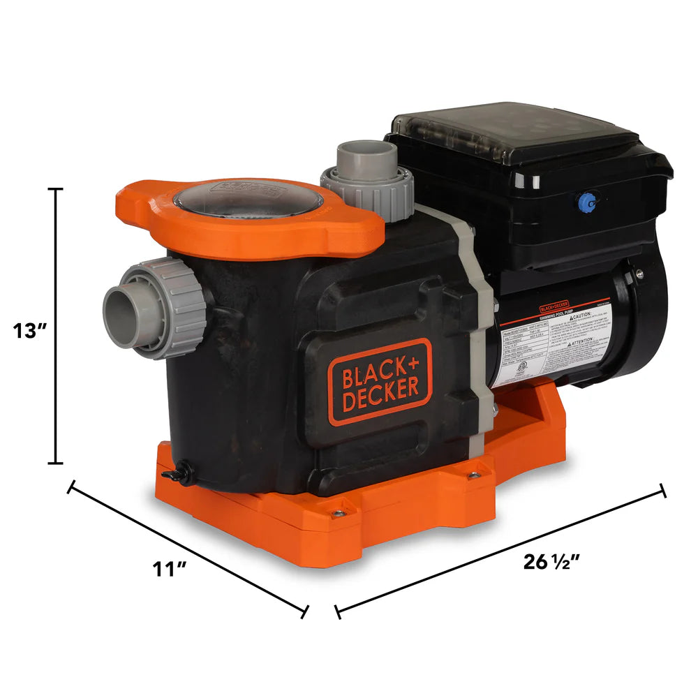 BLACK + DECKER 1.5 HP Variable Speed InGround Pool Pump - Energy Star Certified In-Ground Pump, Dual Voltage - 115V/230V