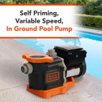 BLACK + DECKER 2 HP Variable Speed InGround Pool Pump - Energy Star Certified In-Ground Pump, 220V/240V