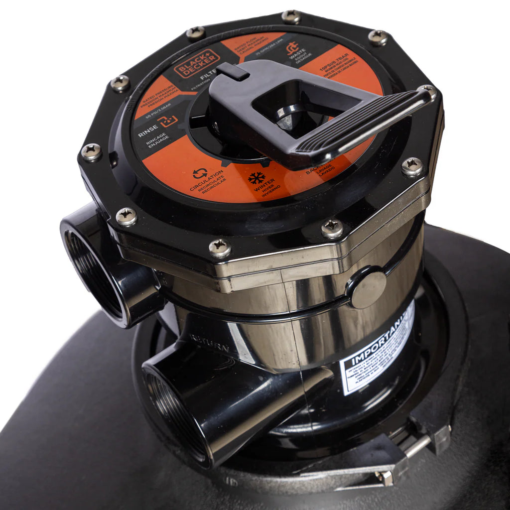 BLACK + DECKER 24" Sand Filter Tank w/ 2" 6-Way Valve & Pedestal Base