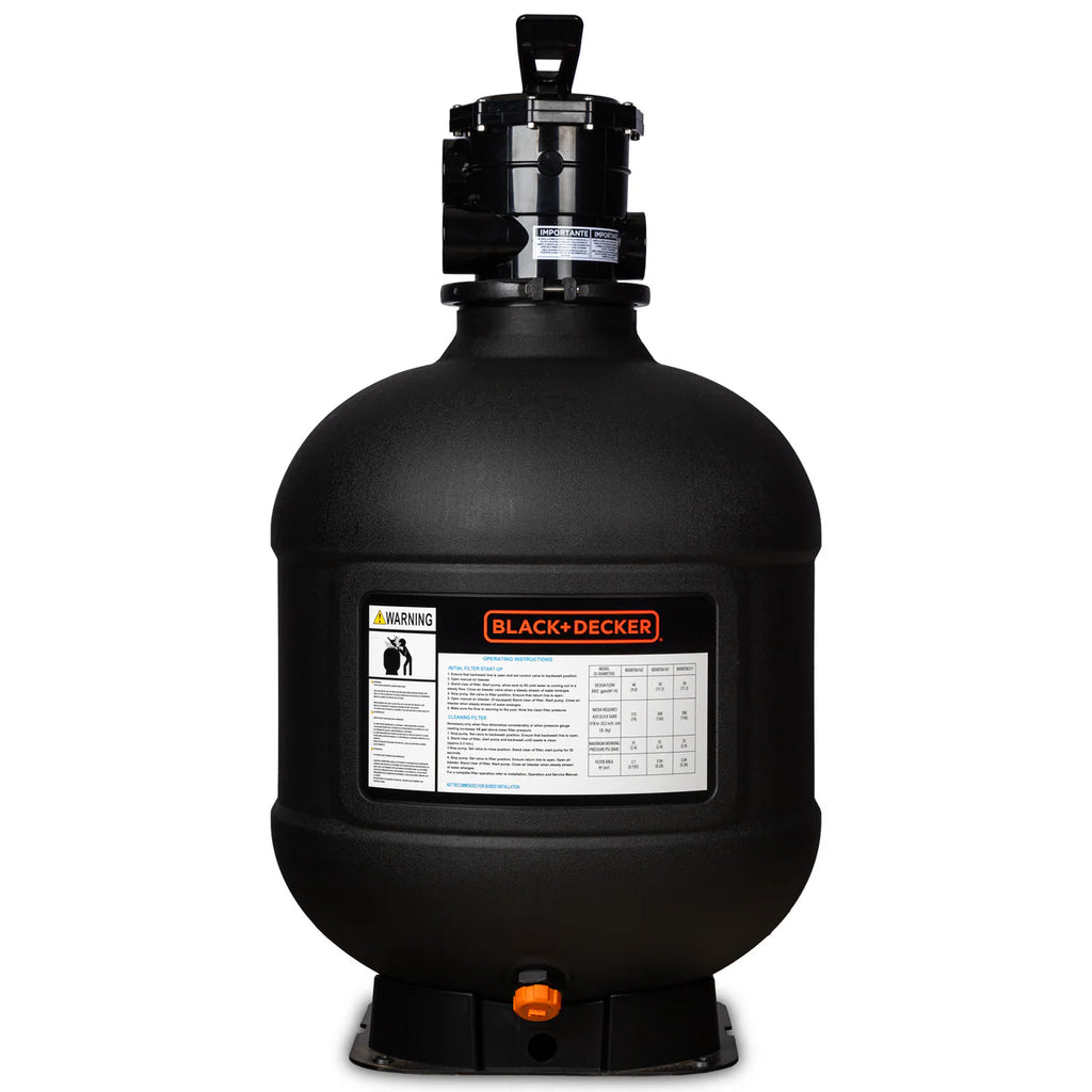 BLACK + DECKER 24" Sand Filter Tank w/ 2" 6-Way Valve & Pedestal Base