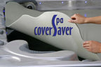 Gladon 1/4 inch thick foam floating spa CoverSaver resting on hot tub water