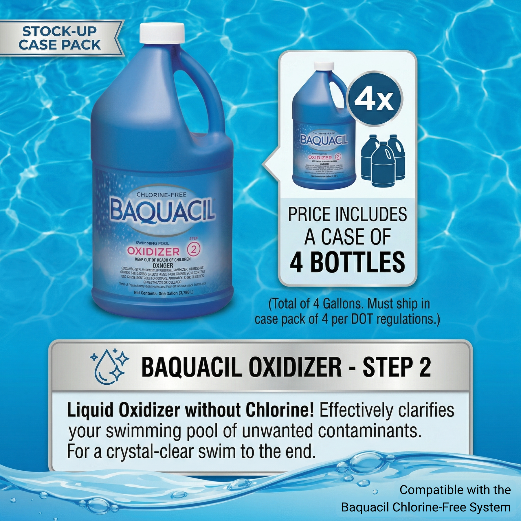 Baquacil Oxidizer Case of 4 Gallons (Step 2)