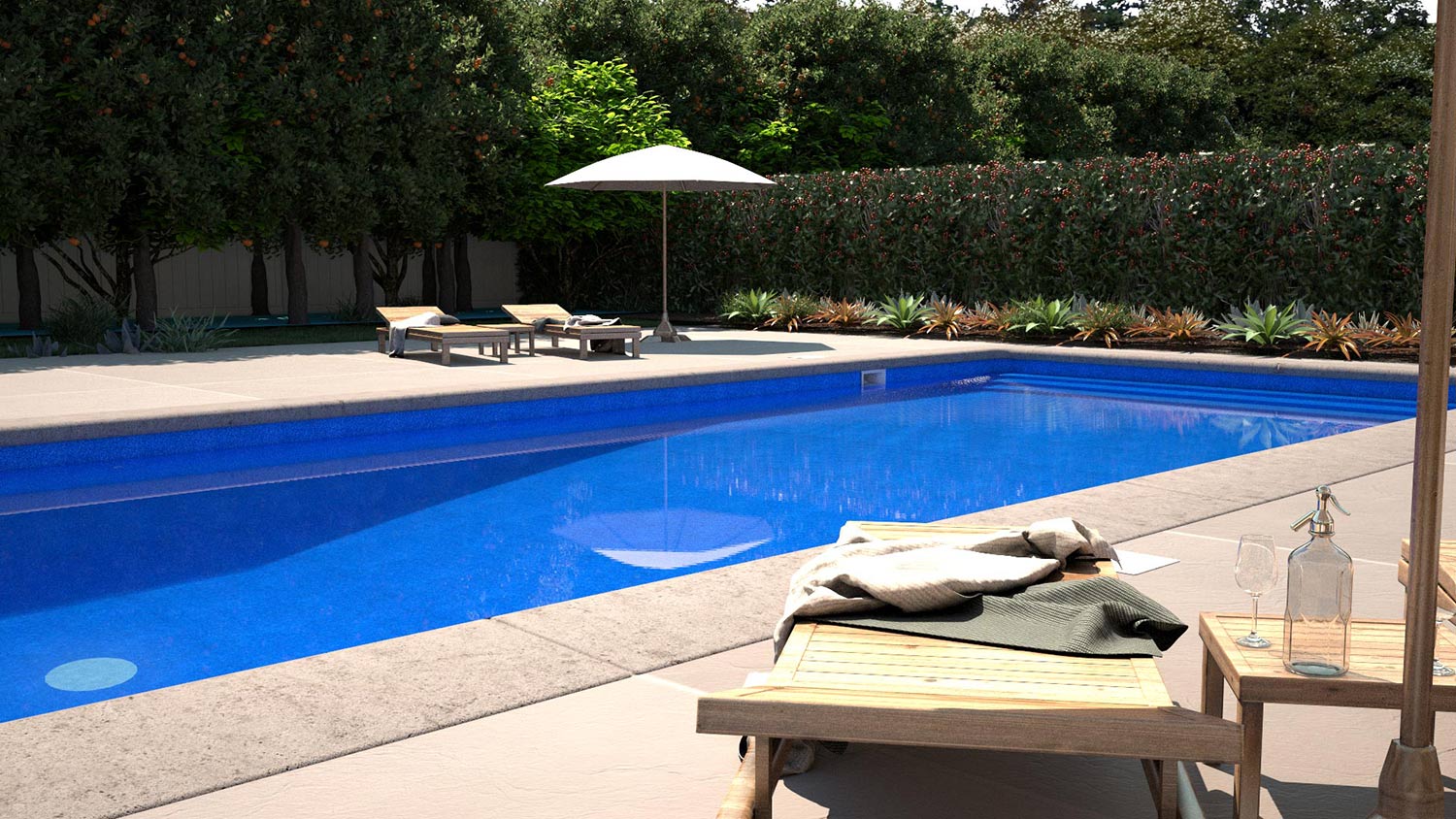 Blue Granite Full Floor Borderless GLI Inground Pool Liner 27 Mil