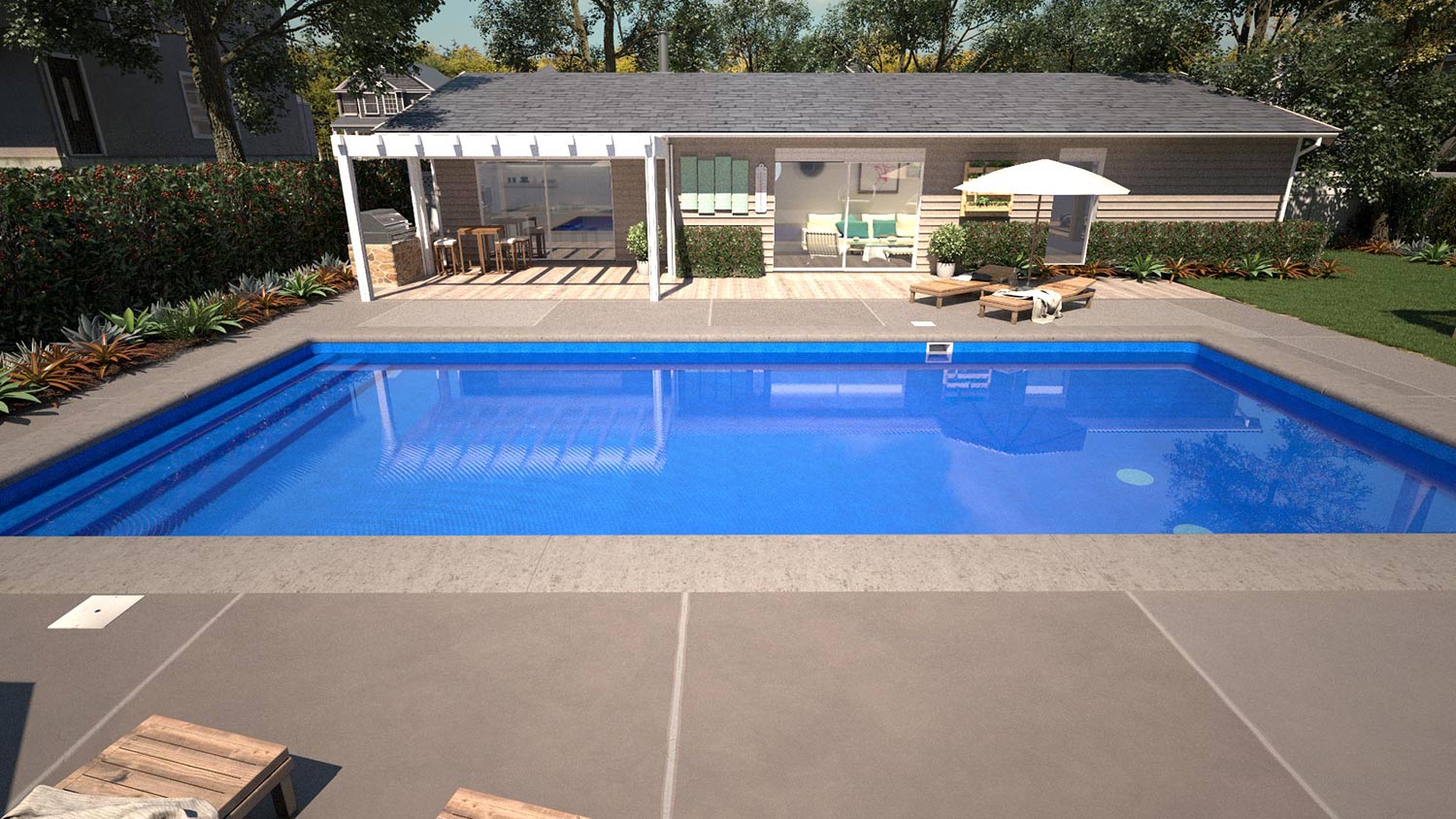 Blue Granite Full Floor Borderless GLI Inground Pool Liner 27 Mil