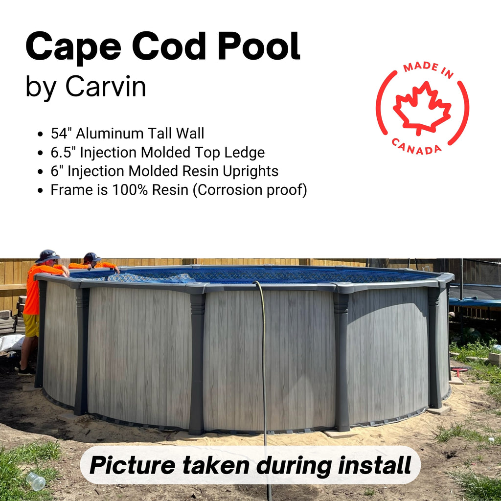 Carvin Cape Cod 27’ x 54” Round Above Ground Pool Kit (Aluminum Wall) with FREE Cosmy 200 Pool Cleaner
