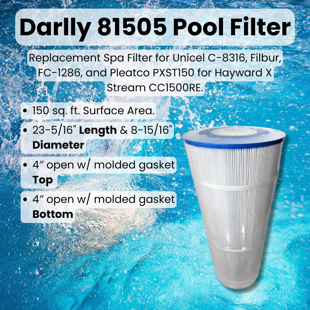 Darlly 81505 Replaces Unicel C-8316, Filbur, FC-1286, and Pleatco PXST150 for Hayward X Stream CC1500RE