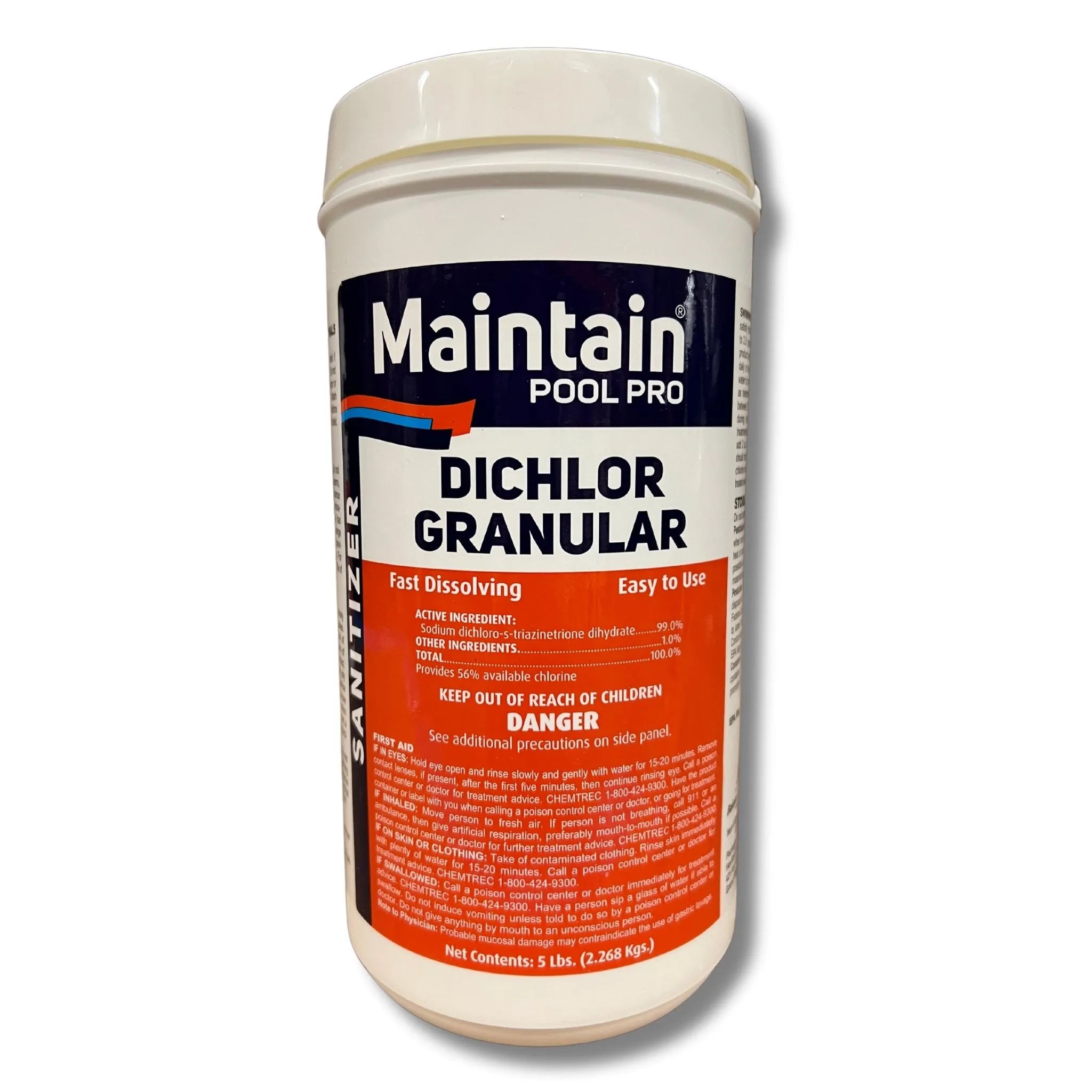 Di-Chlor Granular Chlorine, 5 lbs. - 99% Sodium Dichlor.