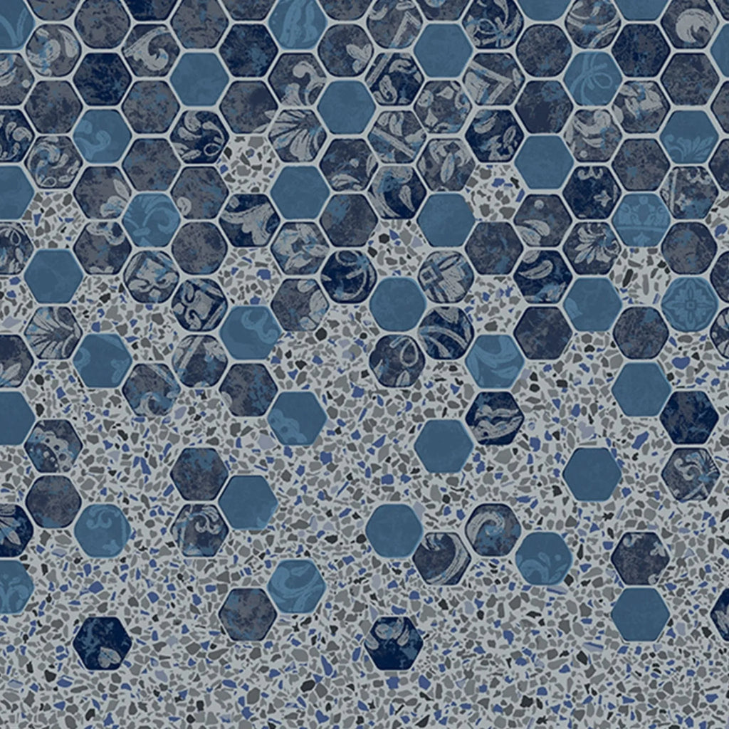 Falling Esagono with Gray Crystal Destination Series GLI Inground Pool Liner 27 Mil