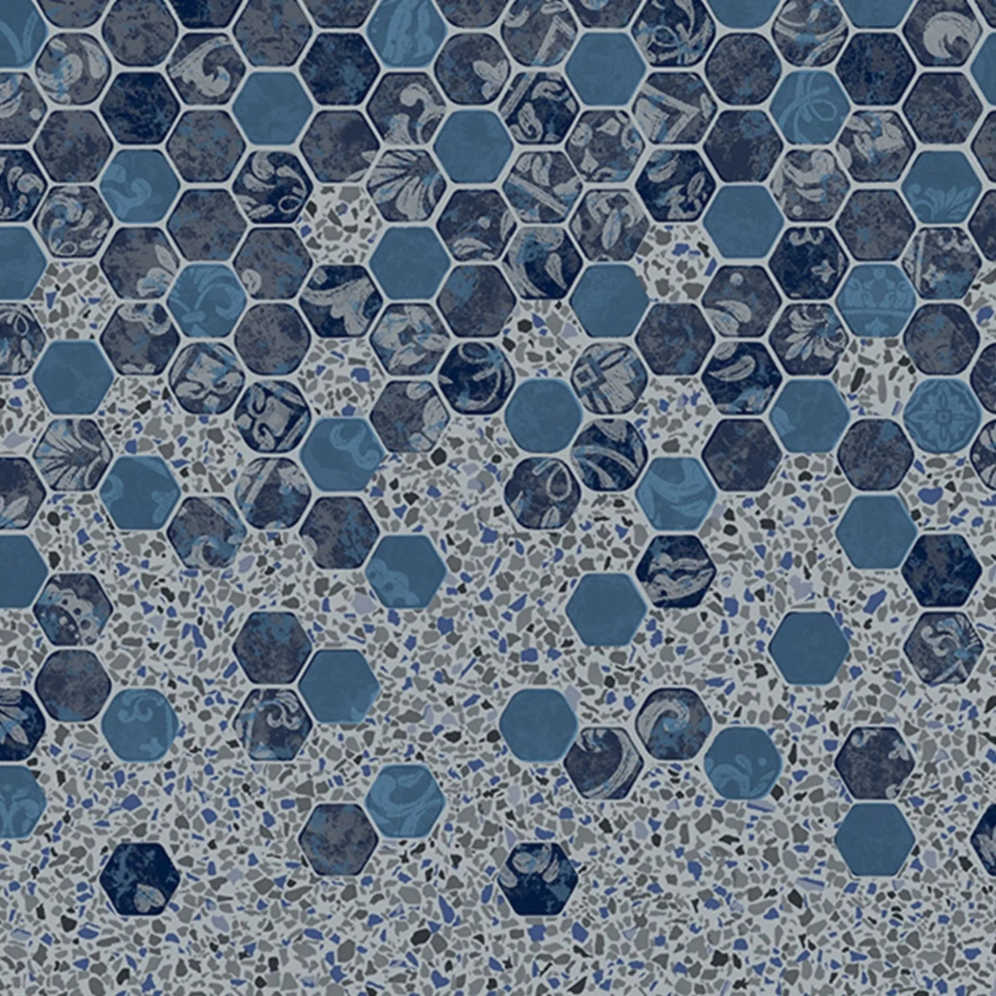 Falling Esagono with Gray Crystal Destination Series GLI Inground Pool Liner 27 Mil