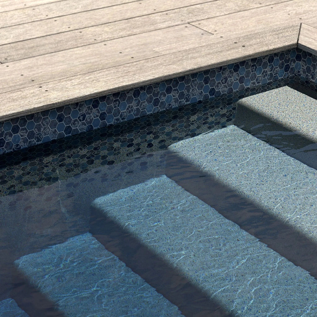 Falling Esagono with Gray Crystal Destination Series GLI Inground Pool Liner 27 Mil