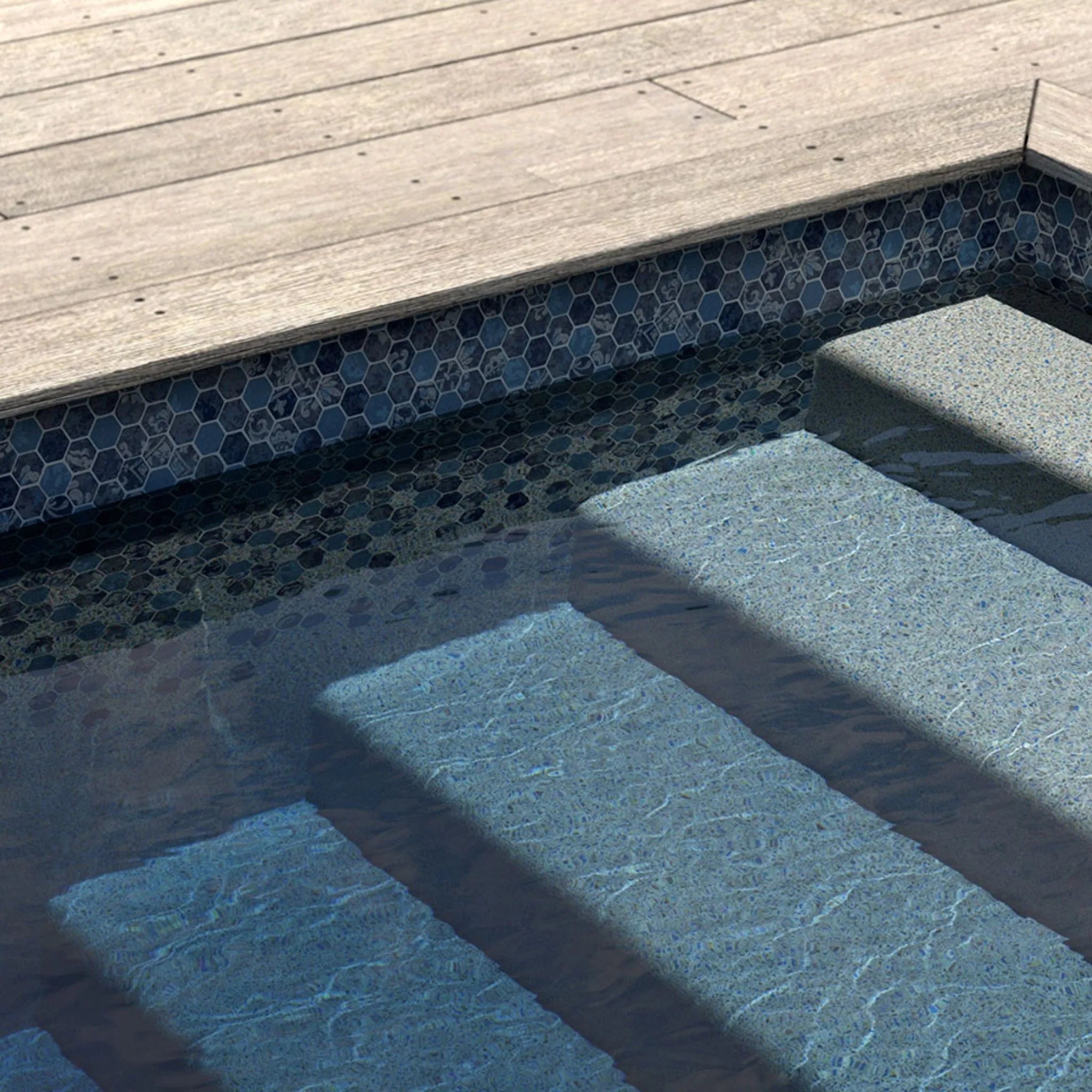 Falling Esagono with Gray Crystal Destination Series GLI Inground Pool Liner 27 Mil