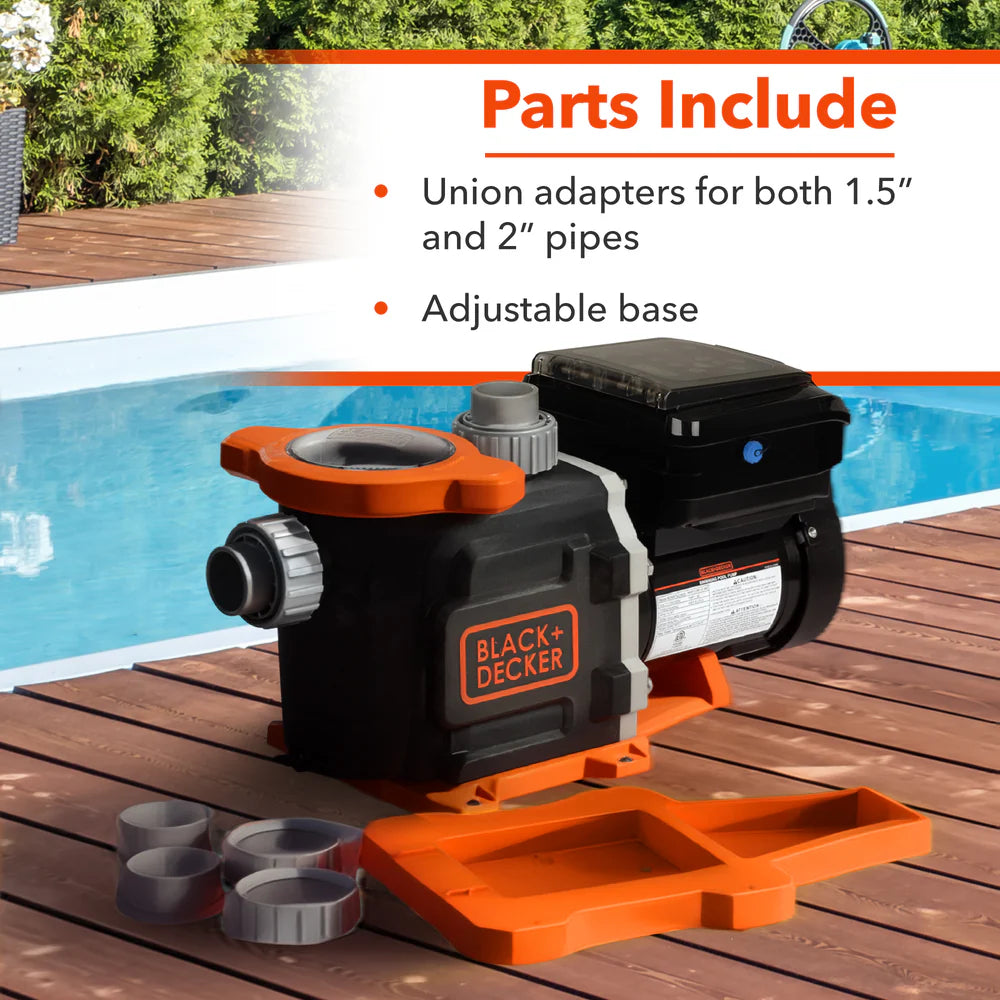 BLACK + DECKER 1.5 HP Variable Speed InGround Pool Pump - Energy Star Certified In-Ground Pump, Dual Voltage - 115V/230V