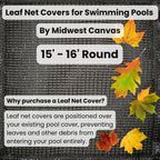15 ft. - 16 ft. Round Leaf Net pool cover (Cover Size: 18’)