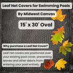 15' x 30' Oval Leaf Net Pool Cover (Cover Size: 18’ x 33’)