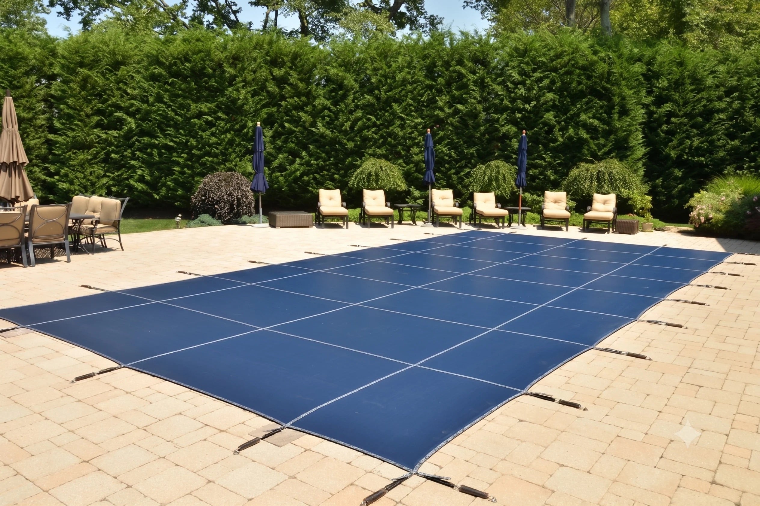 Loop-Loc 20 ft. x 40 ft. Rectangle Super Dense Mesh Blue Safety Cover