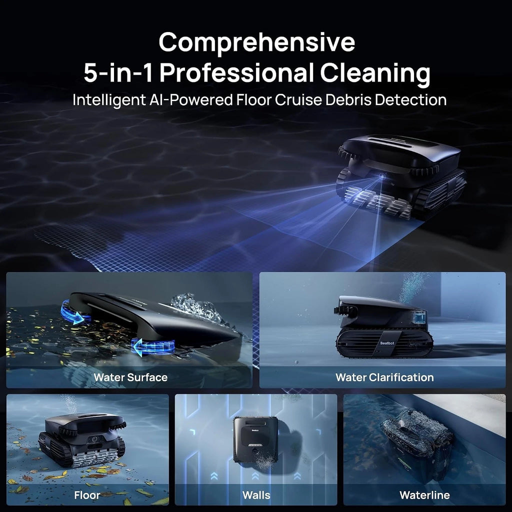 Beatbot P300 Ultra Cordless Robotic Pool Cleaner – 5-in-1 AI Cleaning with 5HybridSense™ Technology