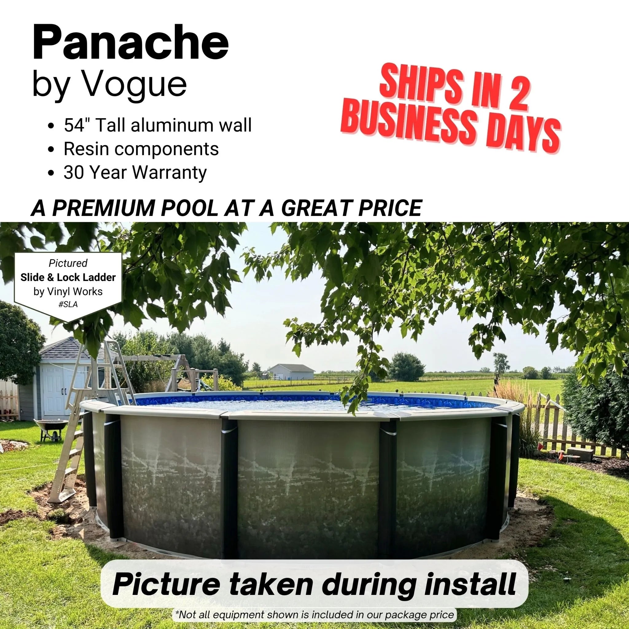 Panache 33’ x 54” Round Above Ground Pool Kit (Aluminum Wall)