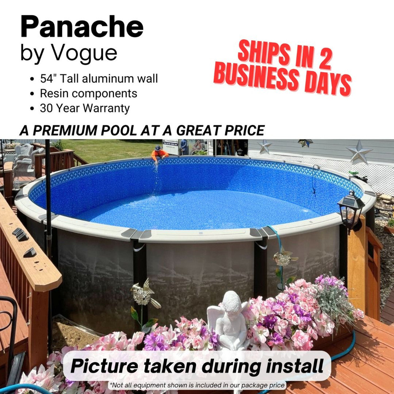 Panache 18’ x 54” Round Above Ground Pool Kit (Aluminum Wall)