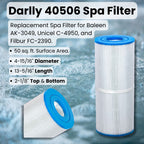 Darlly 40506 Filter Cartridge Replaces Pleatco PRB50-IN, Unicel C-4950, FIlbur FC-2390