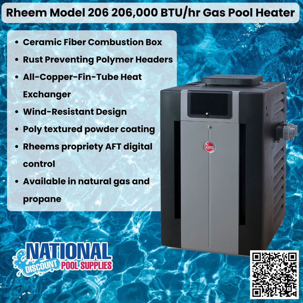 Rheem Pool Heater 206,000 BTU Digital Gas