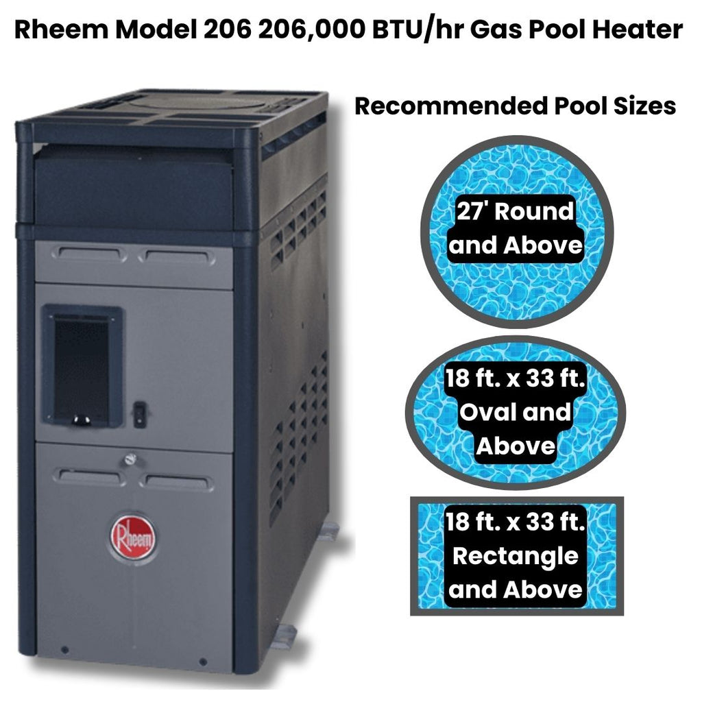 Rheem Pool Heater 206,000 BTU Digital Gas