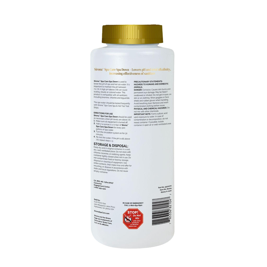 Sirona Spa Down Lowers pH in Spa Water