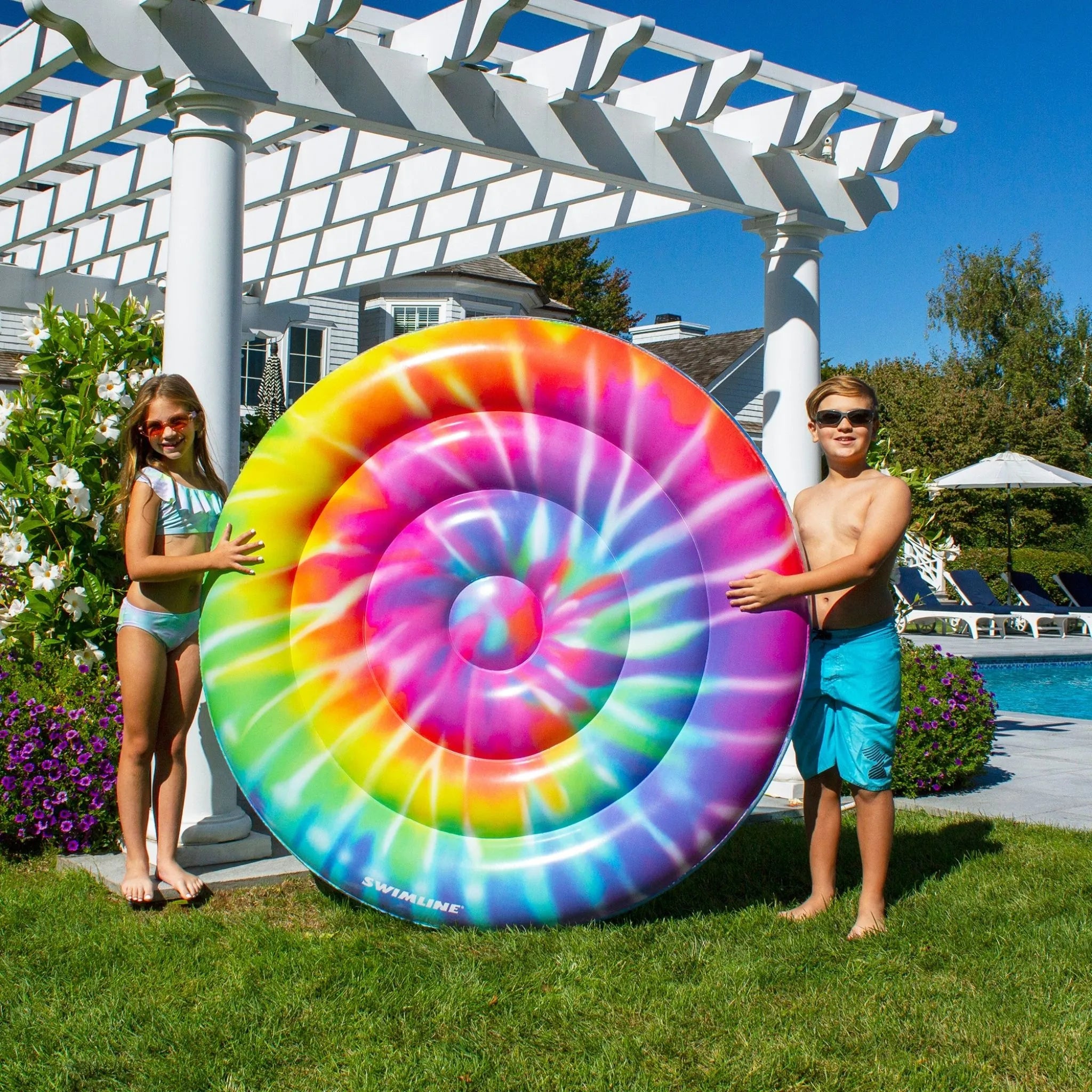 Swimline 65" Spiral Tie Dye Inflatable Island