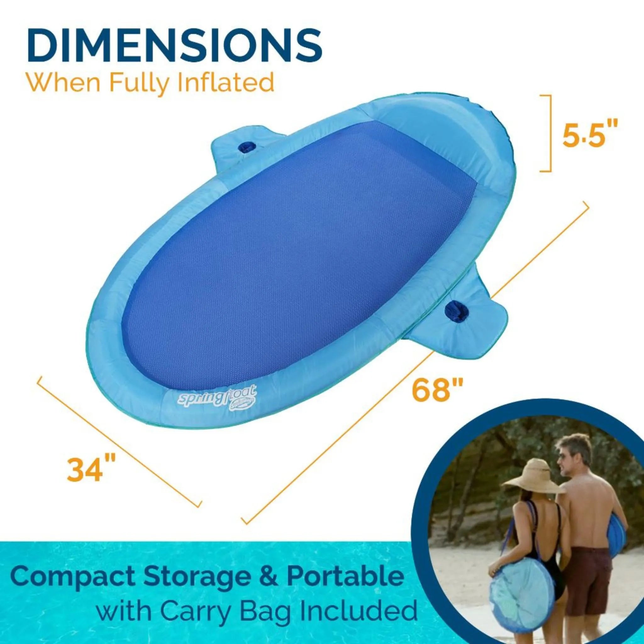 Spring Float SunCatcher Inflatable Pool Lounger with Hyper-Flate Valve