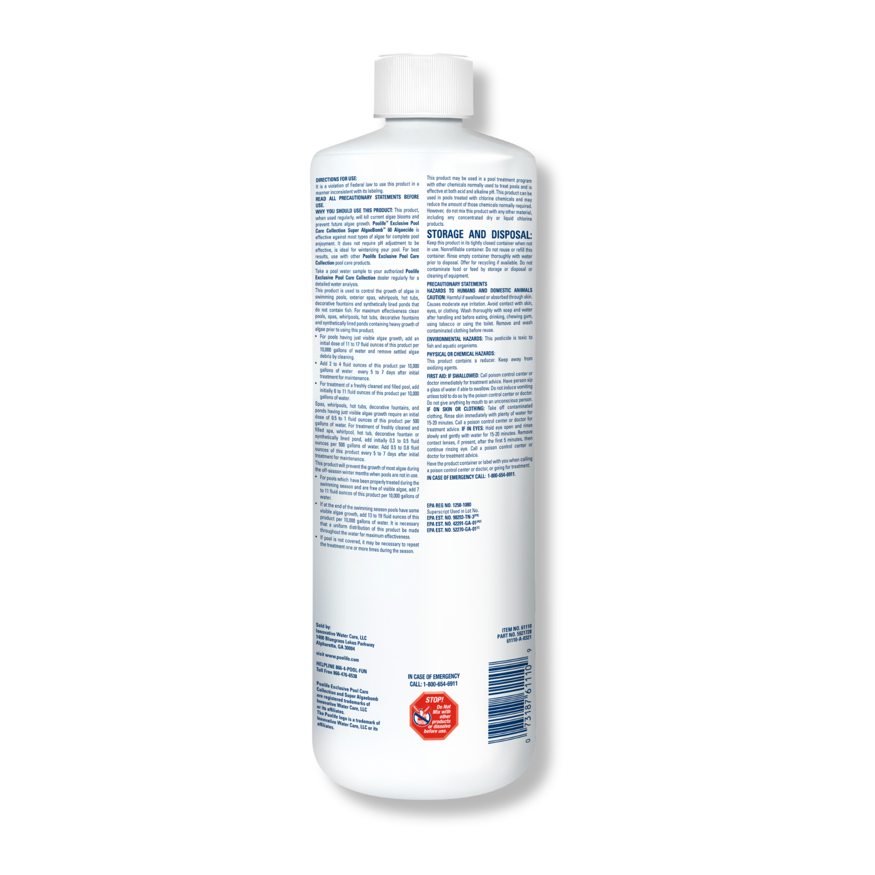 Poolife Super AlgaeBomb 60 Algaecide - 32 oz. Bottle