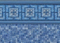 Vintage with Blue Mosaic pool liner pattern
