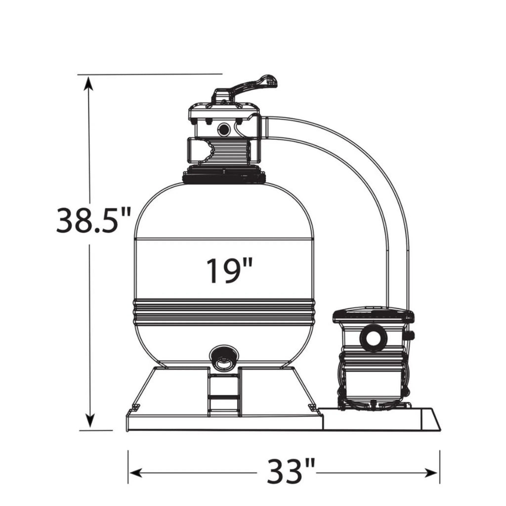 Waterway 19" Sand Filter with 1 HP 2-Speed Pool Pump