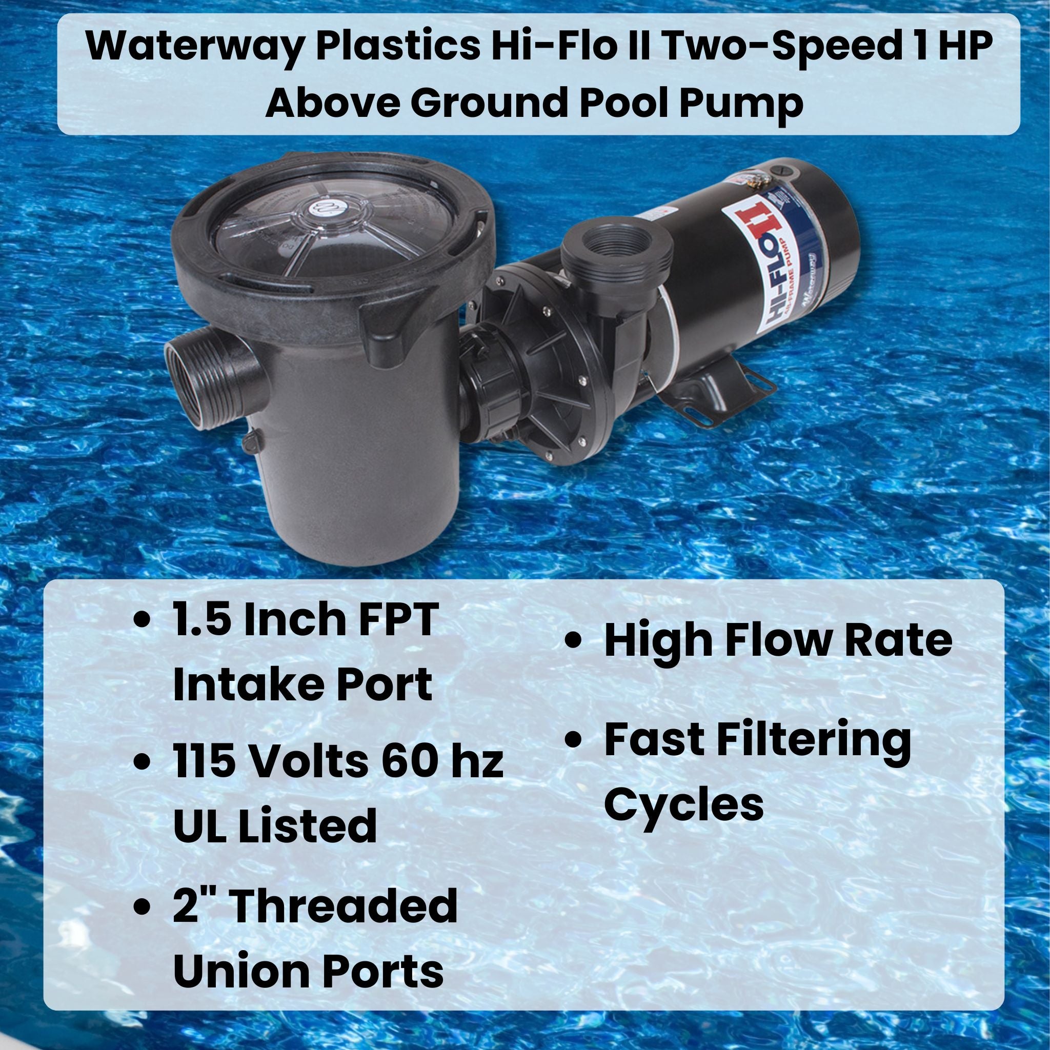 Waterways Hi-Flo 1 HP 2-Speed Above Ground Pool Pump