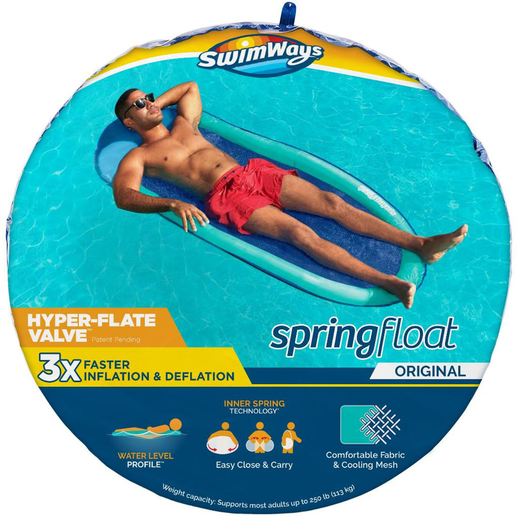 Spring Float Inflatable Pool Lounger with Hyper-Flate Valve