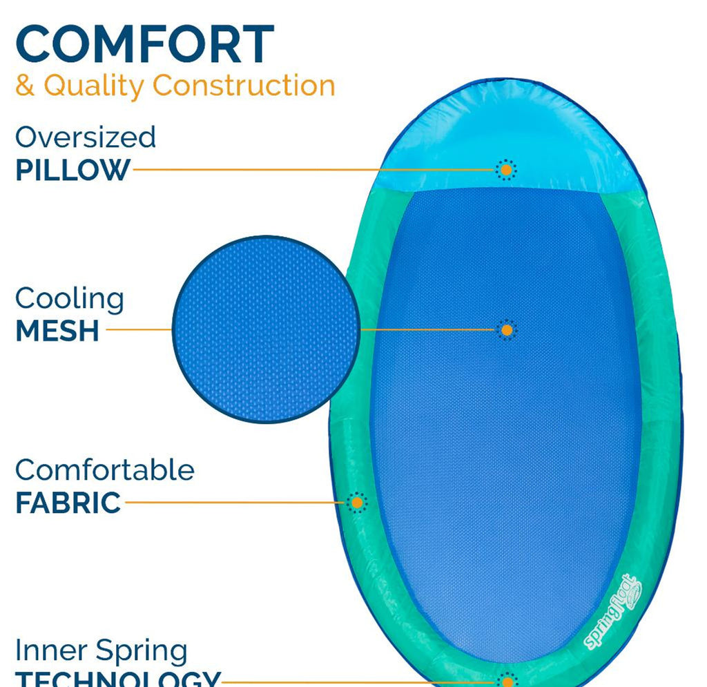 Spring Float Inflatable Pool Lounger with Hyper-Flate Valve