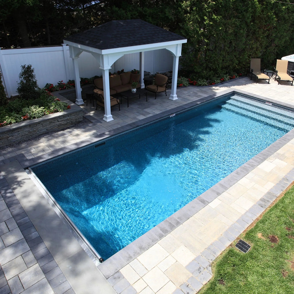 Grey Mosaic Full Floor Borderless GLI Inground Pool Liner 27 Mil