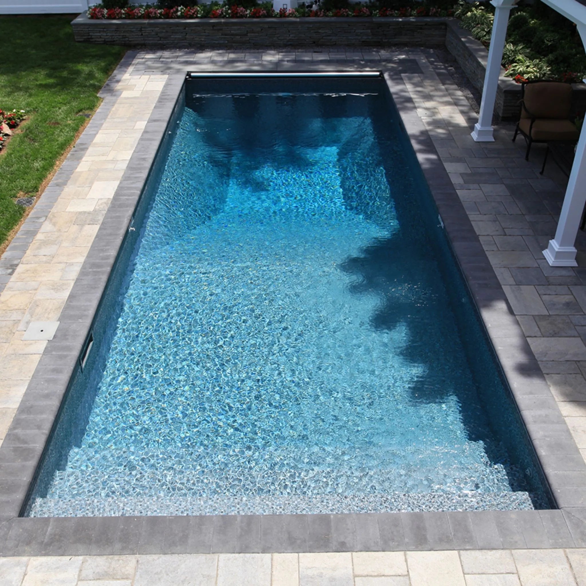 Grey Mosaic Full Floor Borderless GLI Inground Pool Liner 27 Mil