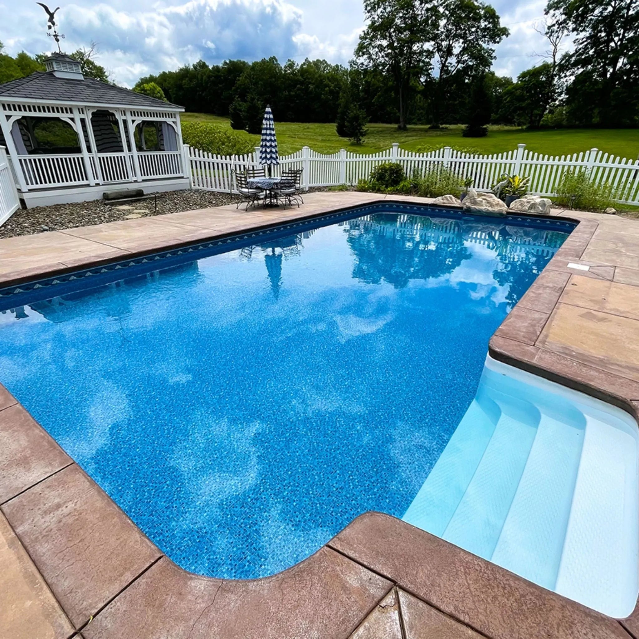 Mountain Mosaic with Mosaic Light Blue Destination Series GLI Inground Pool Liner 27 or 20 Mil