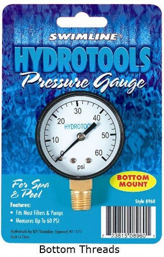 HydroTools Bottom Mount Pool Filter Pressure Gauge